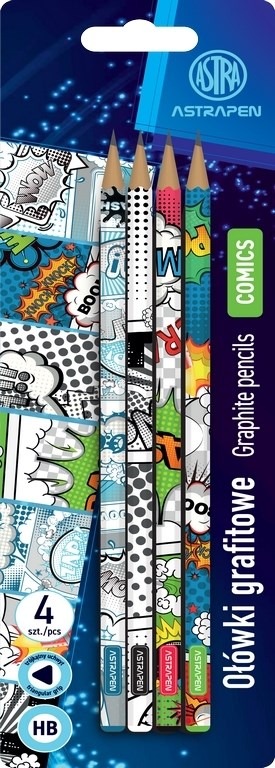 Ołówki grafitowe trójkątne HB Astrapen Comics 4 szt.