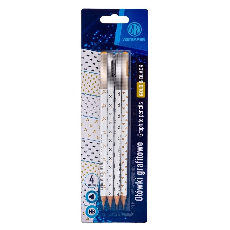 Ołówki grafitowe trójkątne HB Astrapen Gold and Black 4 szt.