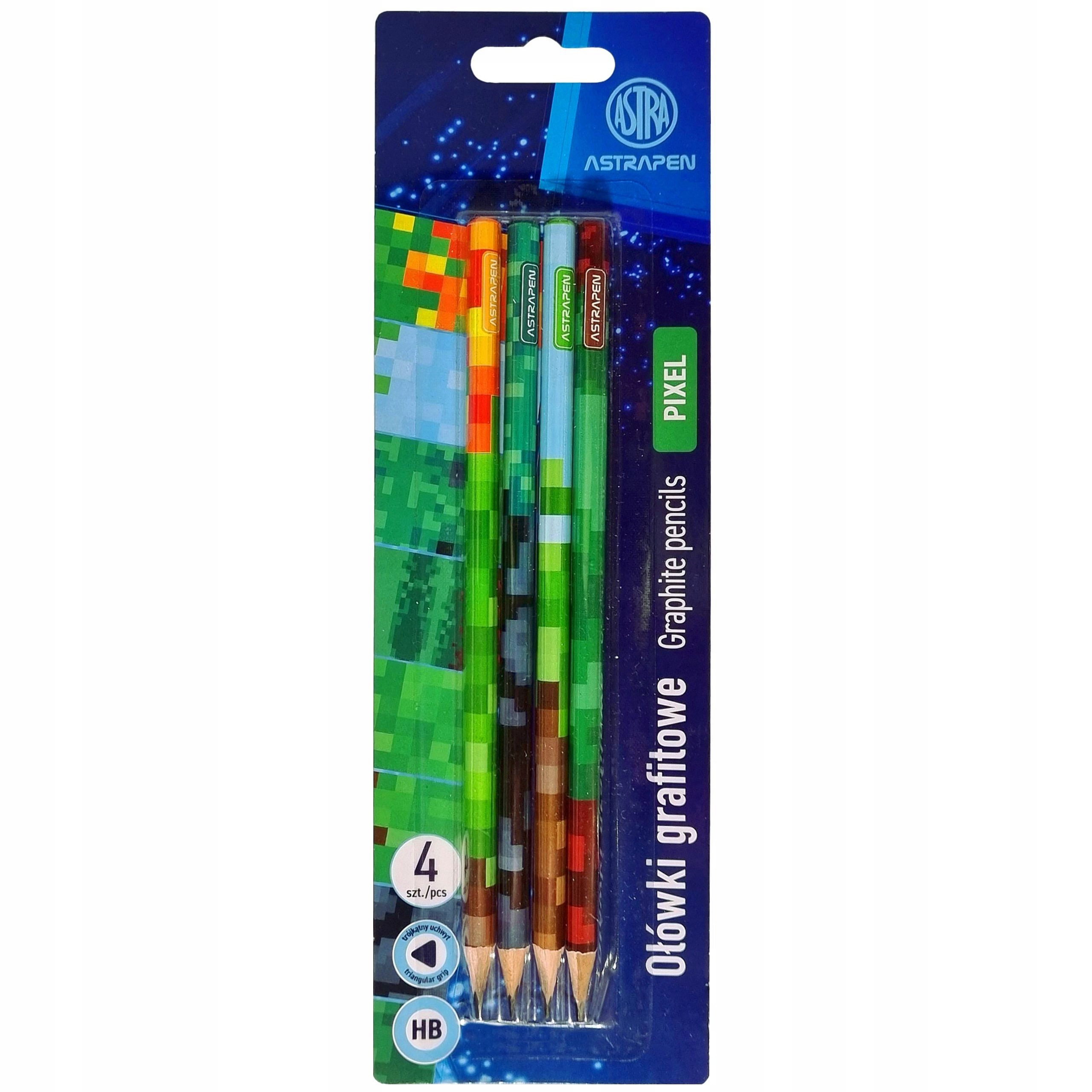Ołówki grafitowe trójkątne HB Astrapen Pixel blister 4 szt.