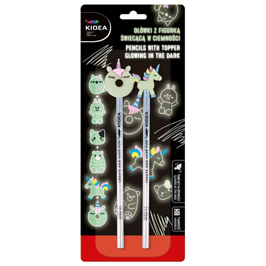 Ołówki z figurką świecącą w ciemności Kidea 2szt.