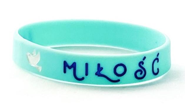 Opaska silikonowa - miłość - turkus