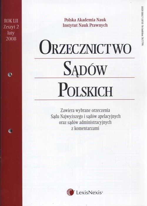 Orzecznictwo Sądów Polskich  2008/01