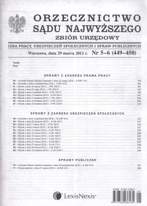 Orzecznictwo Sądu Najwyższego zbiór urzędowy 5-6/2013