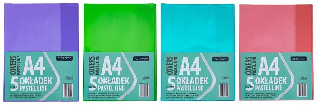 Paczka okładki A4 pastel line nieregulowane 5 szt.mix kolorów