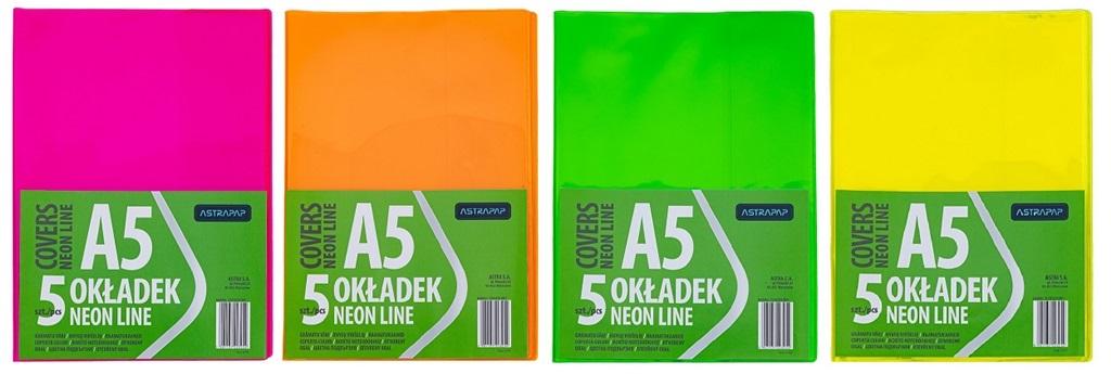 Paczka okładki A5 neon line nieregulowane 5 szt.mix kolorów