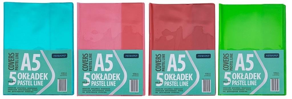 Paczka okładki A5 pastel line nieregulowane 5 szt. mix kolorów