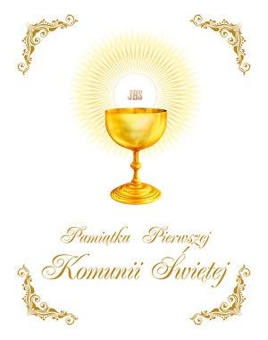 Pamiątka I Komunii Św.(złoty kielich, mały format)