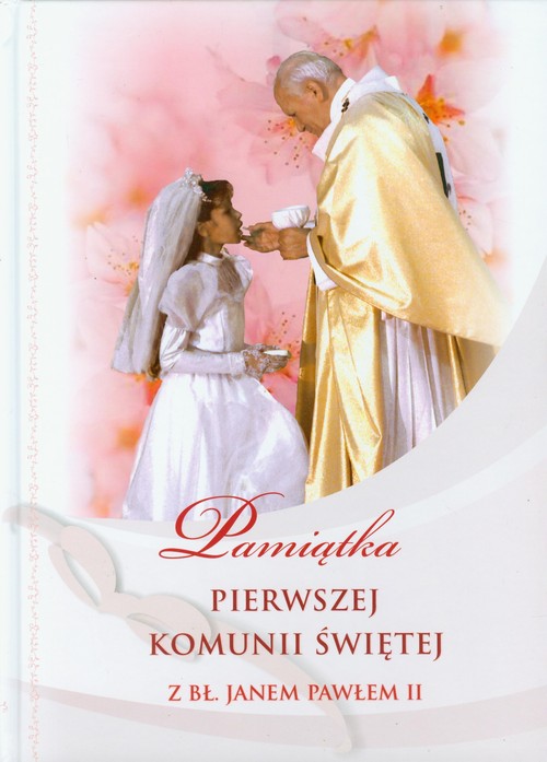 Pamiątka Pierwszej Komunii Świętej z bł Janem Pawłem II dziewczynka