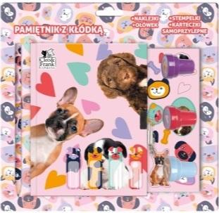 Pamiętnik z kłódką i stempelkami zestaw przyborów Cleo i Frank 40