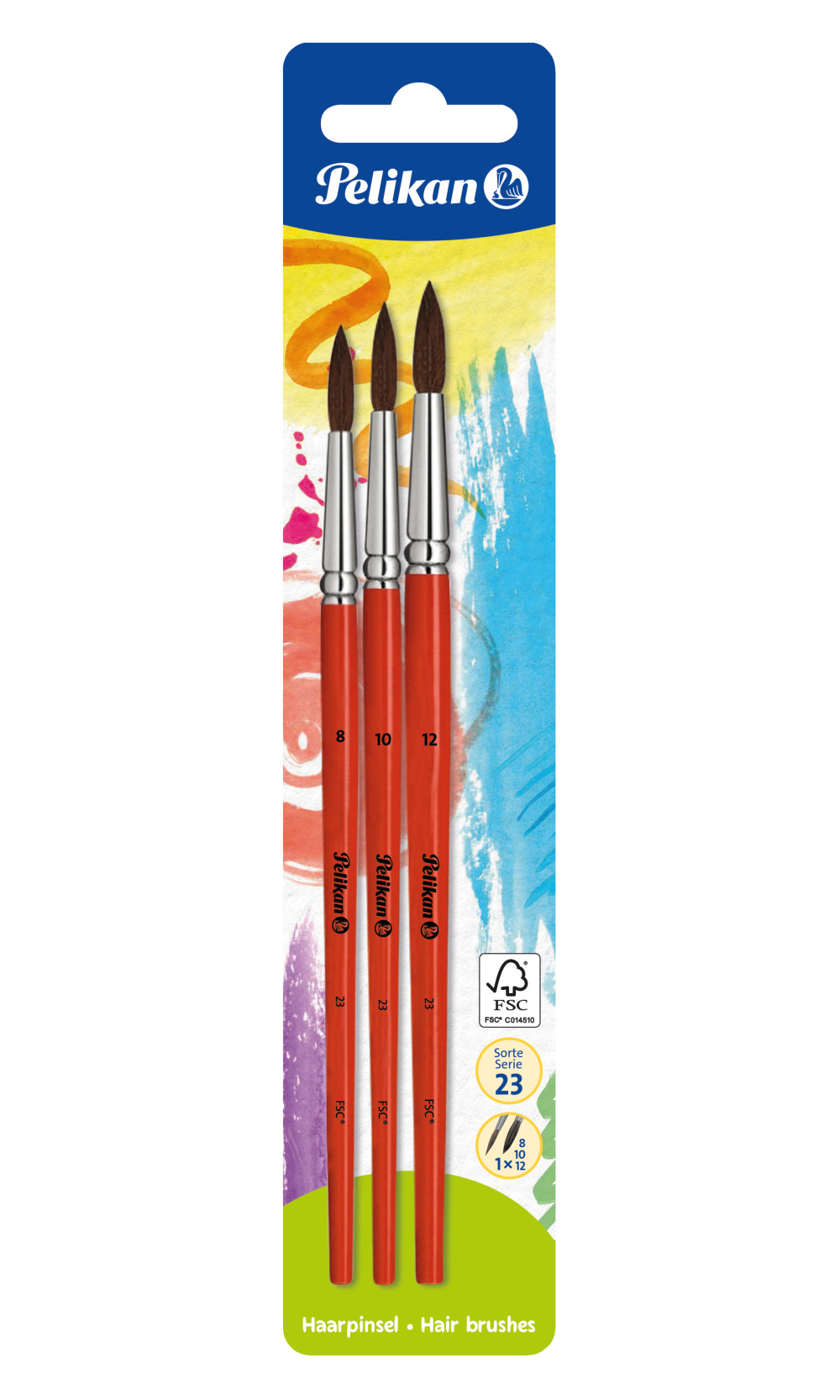 Pędzel okrągły 23S (8,10,12) 3 szt. Pelikan