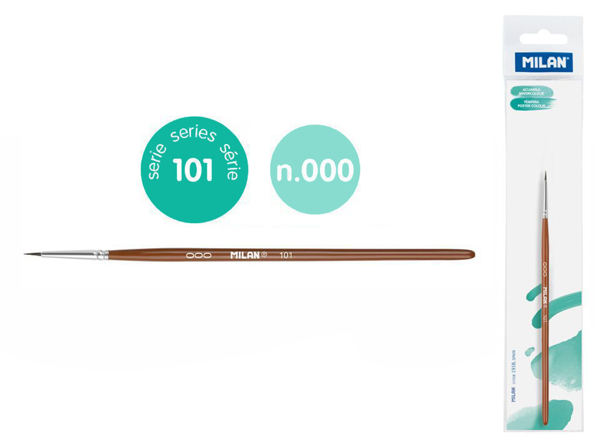 Pędzel okrągły z włosia koziego seria 101 nr 000 Milan 1 szt. na blistrze