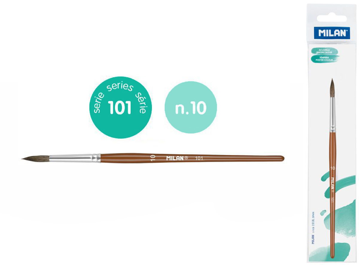 Pędzel okrągły z włosia koziego seria 101 nr 10 Milan 1 szt. na blistrze