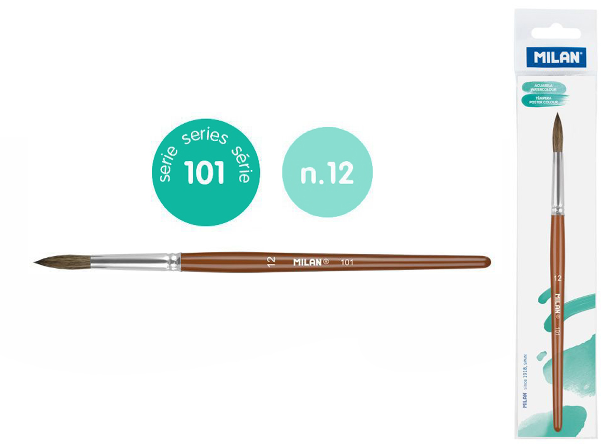 Pędzel okrągły z włosia koziego seria 101 nr 12 Milan 1 szt. na blistrze