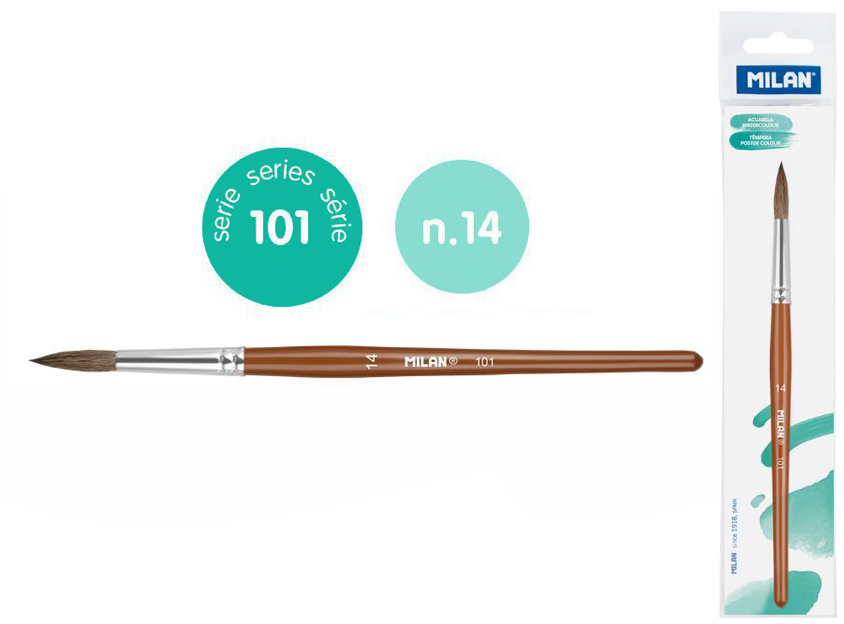 Pędzel okrągły z włosia koziego seria 101 nr 14 Milan 1 szt. na blistrze