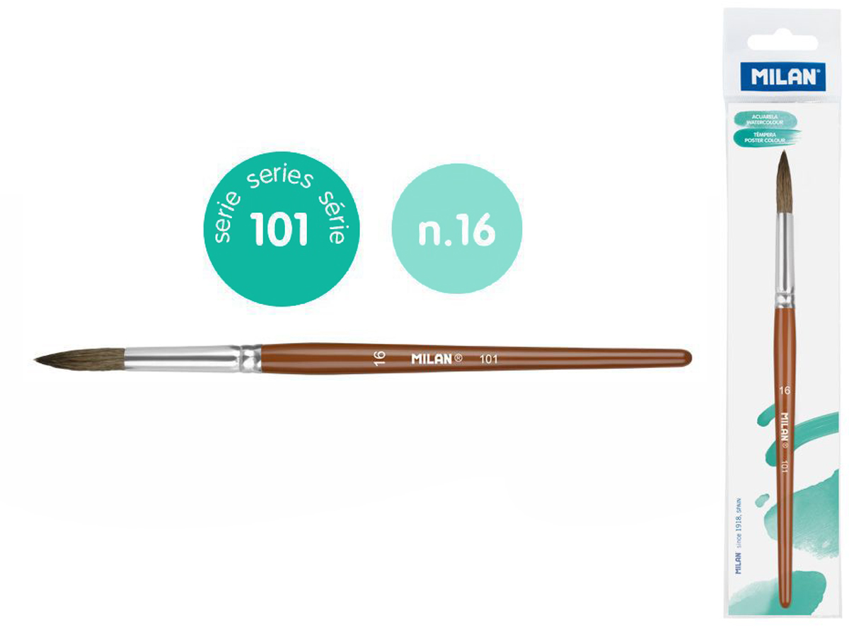 Pędzel okrągły z włosia koziego seria 101 nr 16 Milan 1 szt. na blistrze
