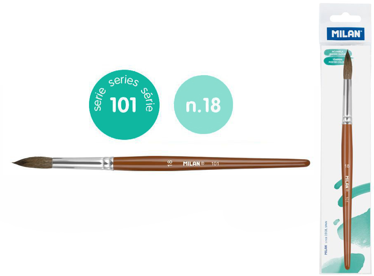 Pędzel okrągły z włosia koziego seria 101 nr 18 Milan 1 szt. na blistrze