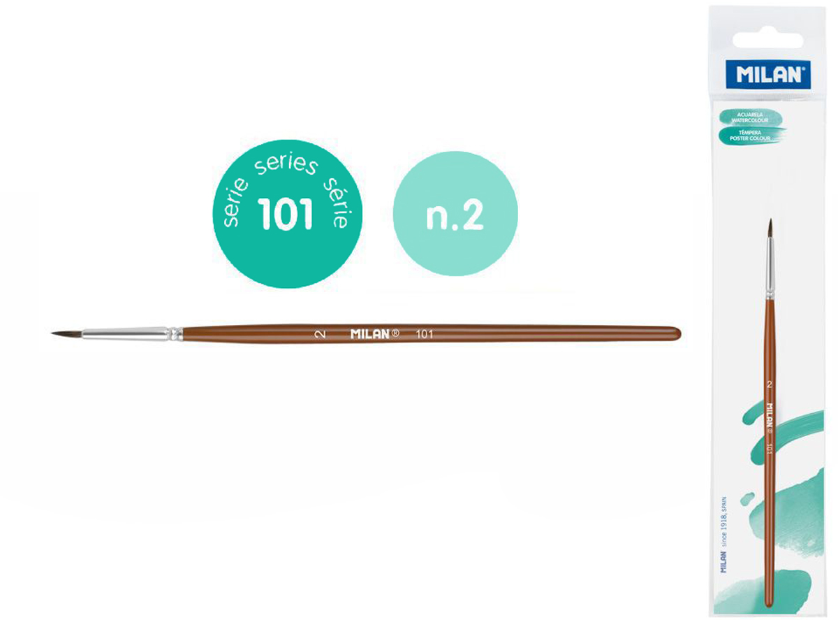 Pędzel okrągły z włosia koziego seria 101 nr 2 Milan 1 szt. na blistrze