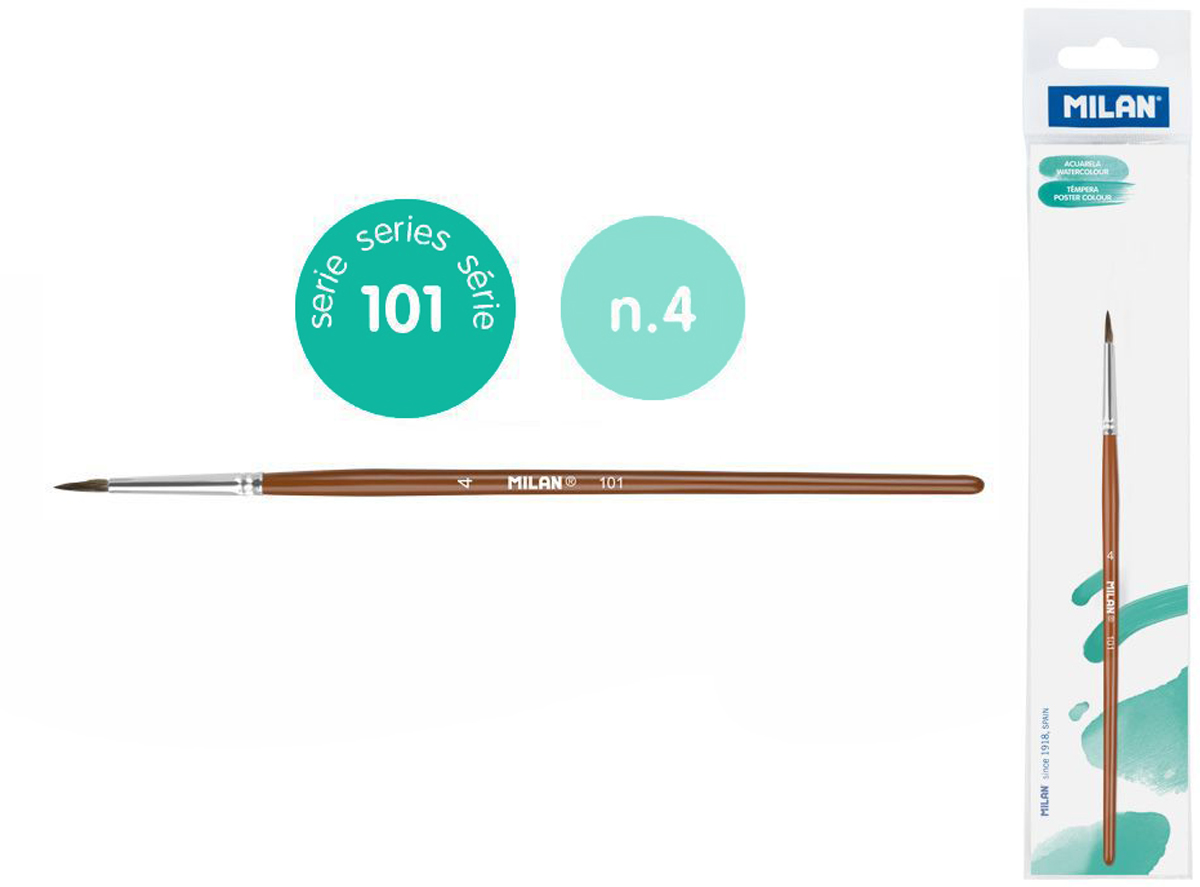 Pędzel okrągły z włosia koziego seria 101 nr 4 Milan 1 szt. na blistrze