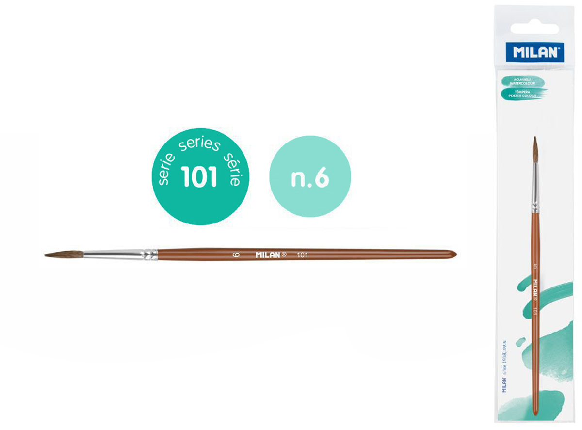Pędzel okrągły z włosia koziego seria 101 nr 6 Milan 1 szt. na blistrze