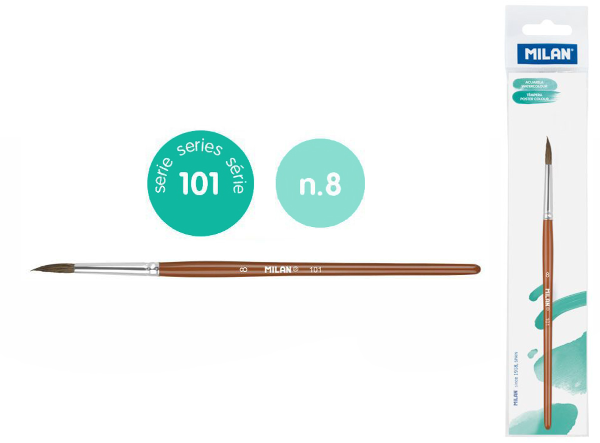 Pędzel okrągły z włosia koziego seria 101 nr 8 Milan 1 szt. na blistrze