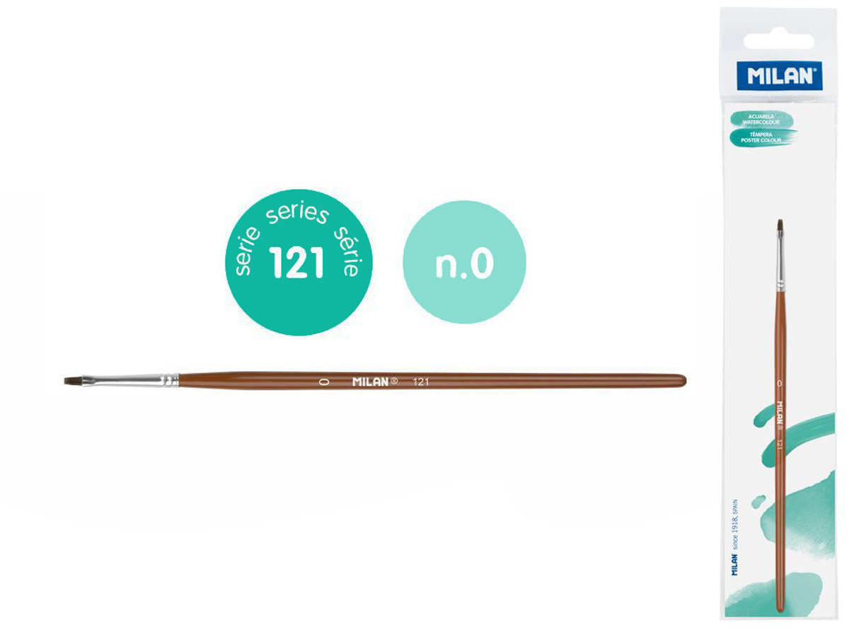 Pędzel płaski z włosia koziego seria 121 nr 0 Milan 1 szt. na blistrze