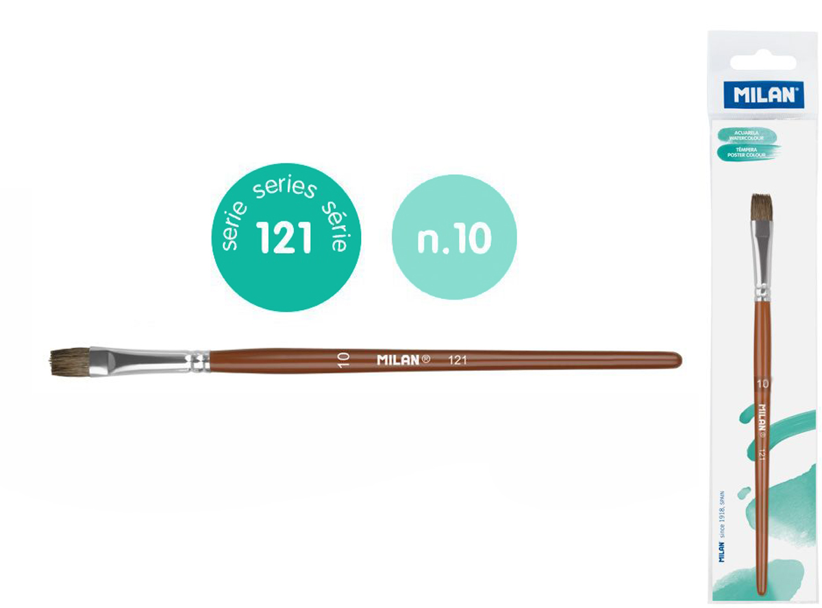 Pędzel płaski z włosia koziego seria 121 nr 10 Milan 1 szt. na blistrze