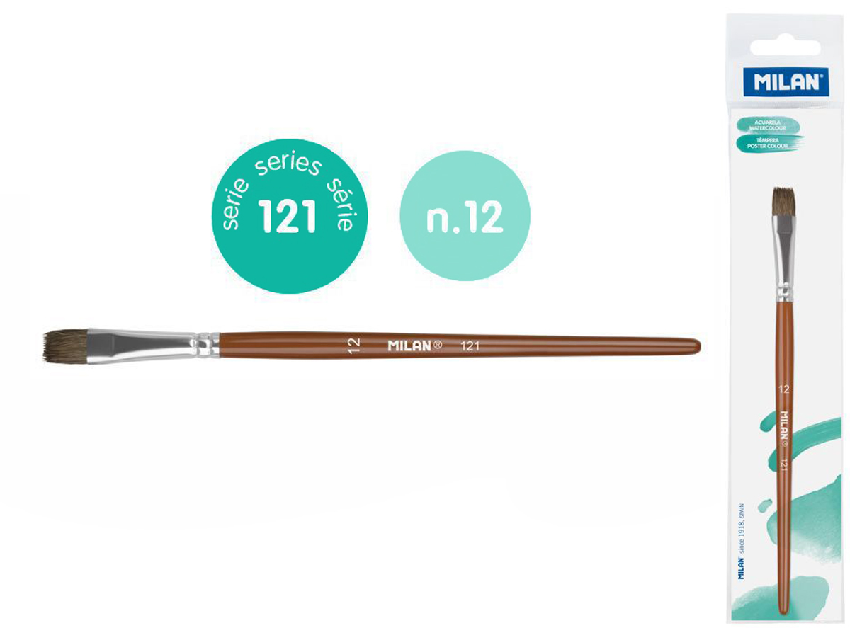 Pędzel płaski z włosia koziego seria 121 nr 12 Milan 1 szt. na blistrze
