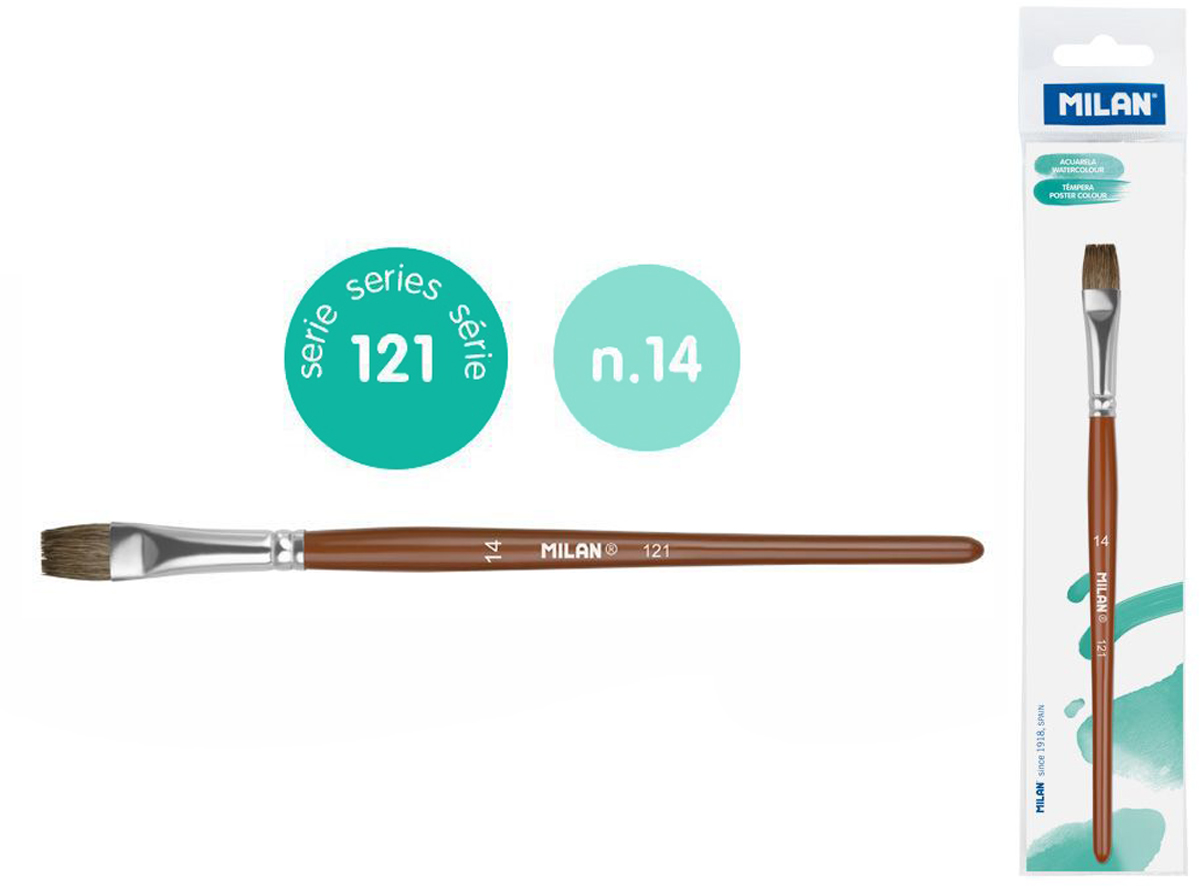 Pędzel płaski z włosia koziego seria 121 nr 14 Milan 1 szt. na blistrze