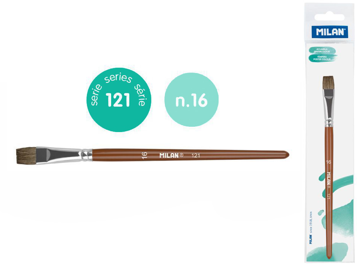 Pędzel płaski z włosia koziego seria 121 nr 16 Milan 1 szt. na blistrze