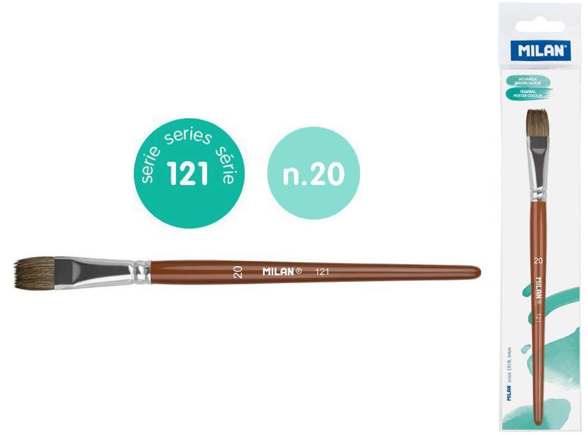 Pędzel płaski z włosia koziego seria 121 nr 20 1 szt. na blistrze