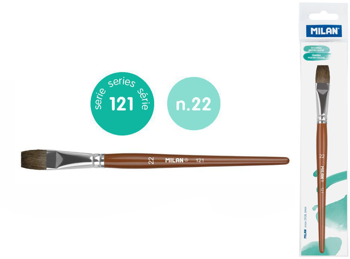 Pędzel płaski z włosia koziego seria 121 nr 22 Milan 1 szt. na blistrze