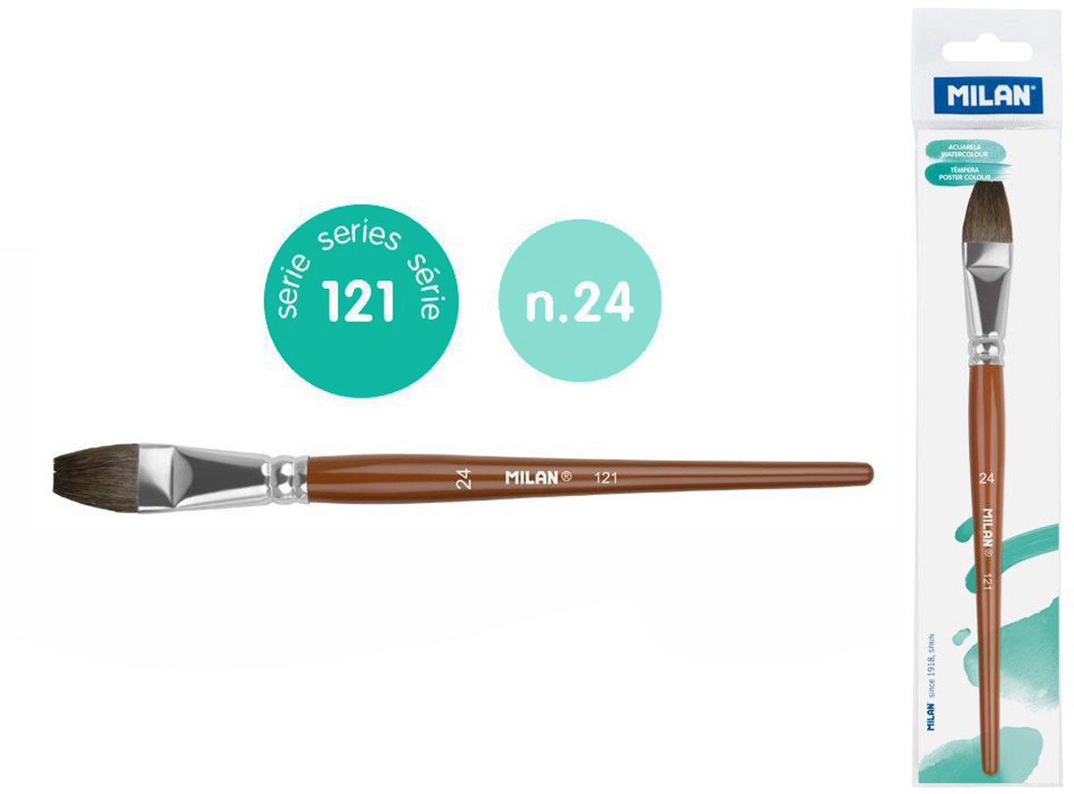 Pędzel płaski z włosia koziego seria 121 nr 24 Milan 1 szt. na blistrze