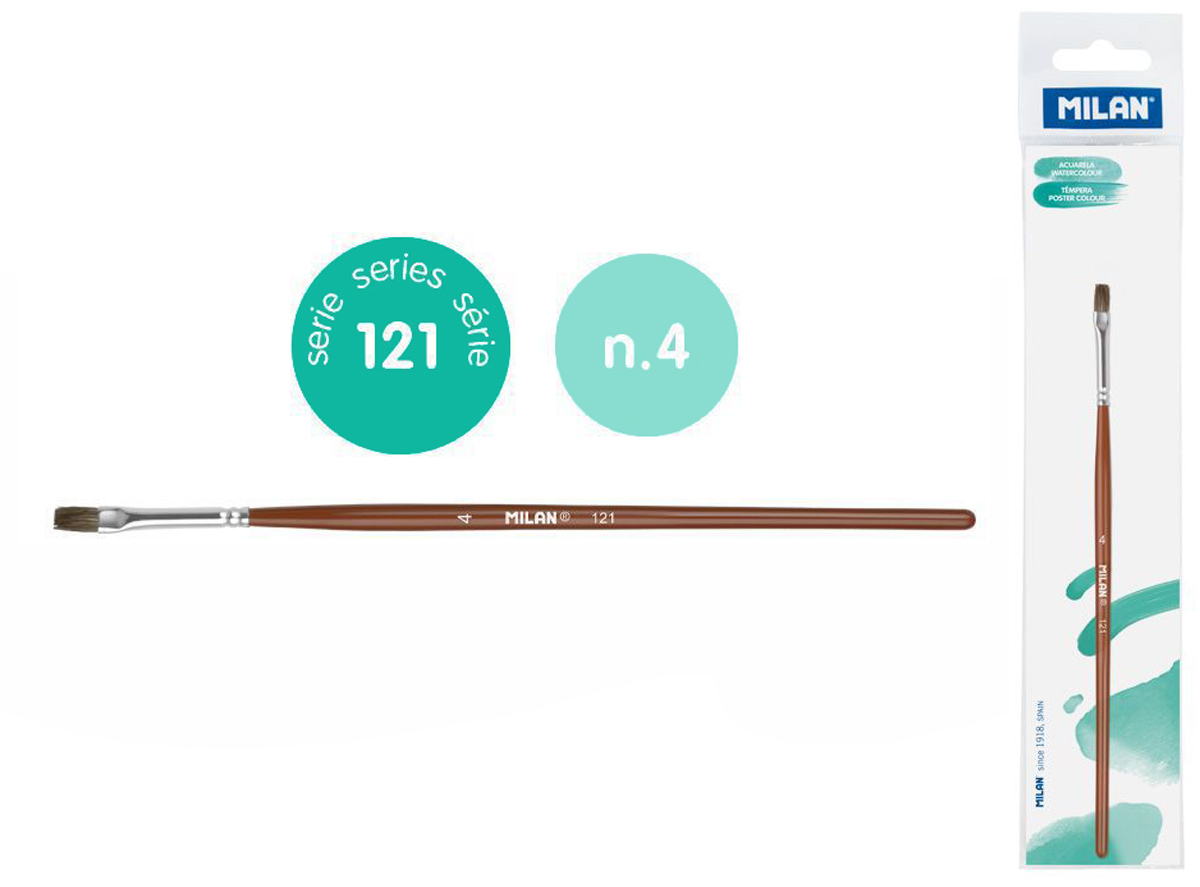 Pędzel płaski z włosia koziego seria 121 nr 4 Milan 1 szt. na blistrze