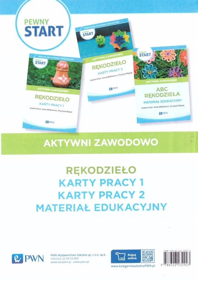 Pewny start Aktywni zawodowo Rękodzieło Karty pracy 1 Rękodzieło Karty pracy 2 ABC Rękodzieła Materi