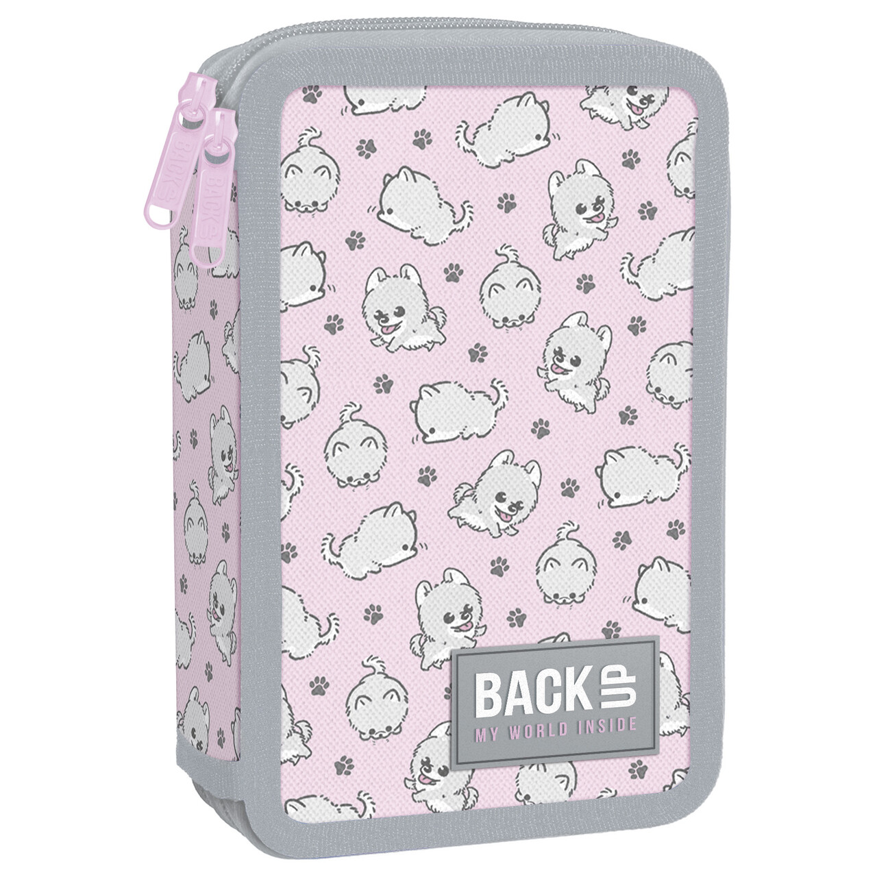 Piórnik 2-komorowy z wyposażeniem BACKUP 5 model DW13 niesforne pieski