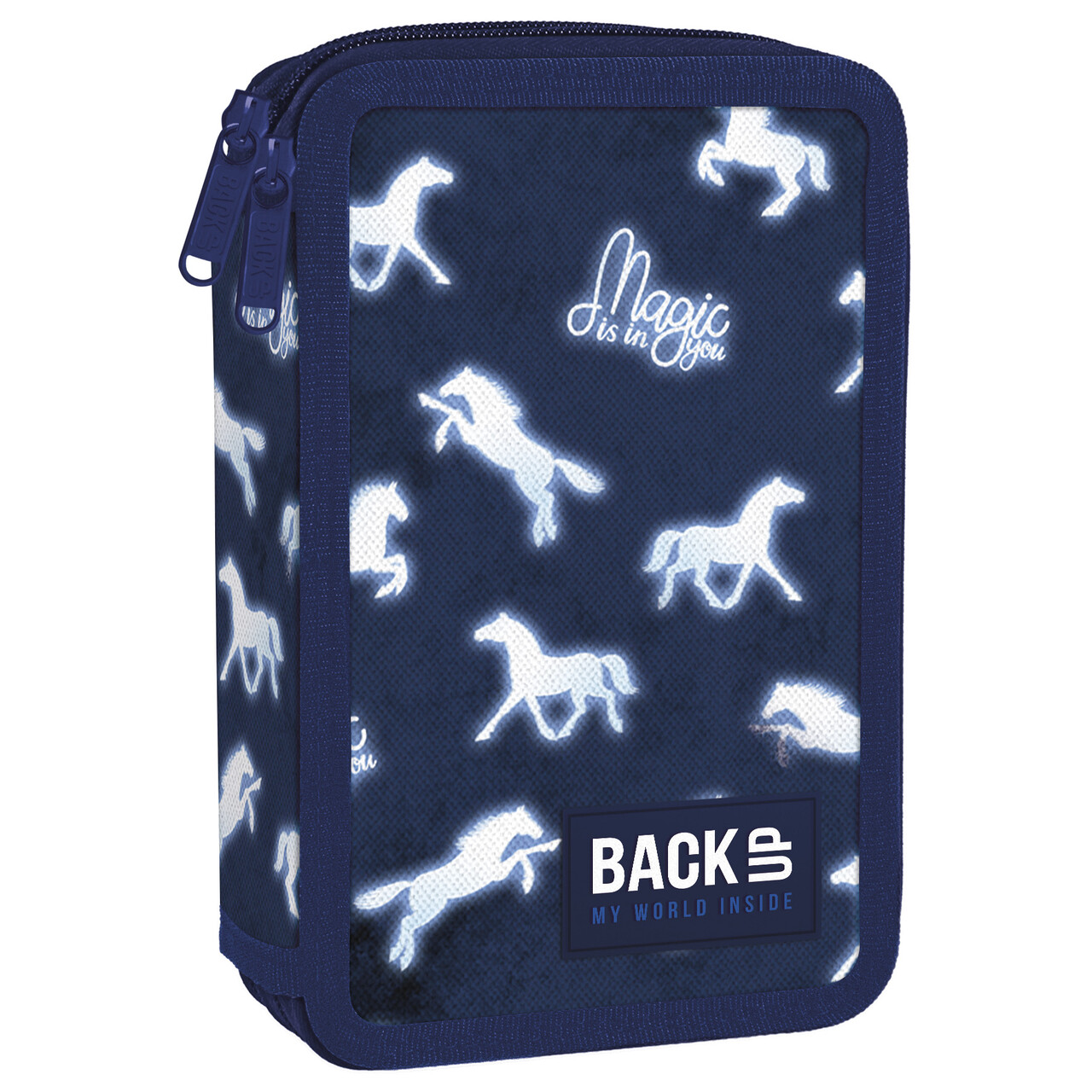 Piórnik 2-komorowy z wyposażeniem BACKUP 5 model DW14 magiczne konie