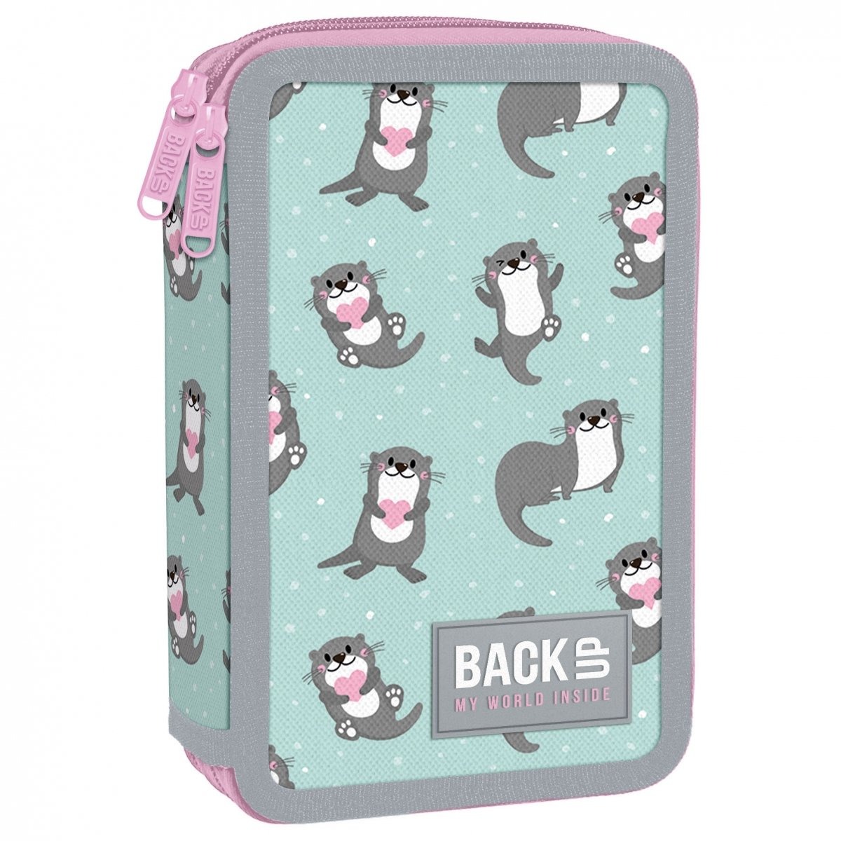 Piórnik 2-komorowy z wyposażeniem Backup zakochane wydry PB6DW12