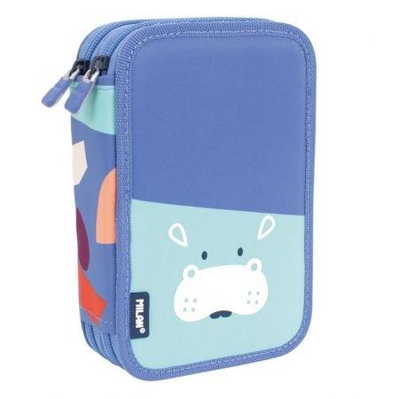 Piórnik 2-komorowy z wyposażeniem FUN ANIMLS niebieski