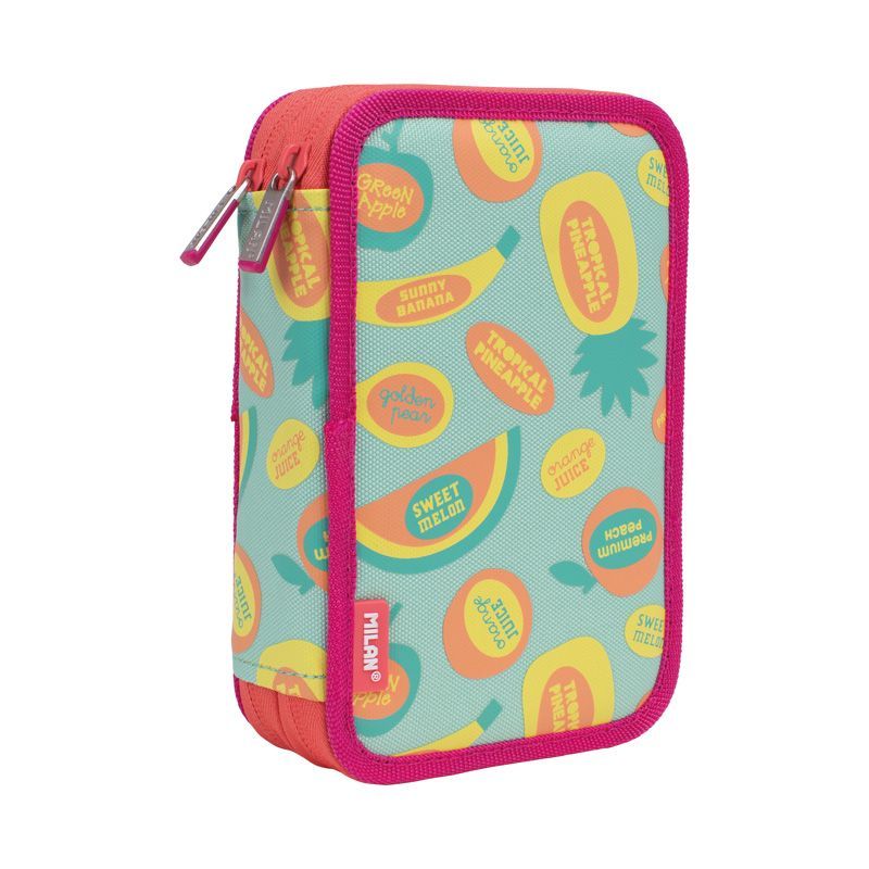 Piórnik 2-komorowy z wyposażeniem Milan FRUTIKIS zielono - pomarańczowy