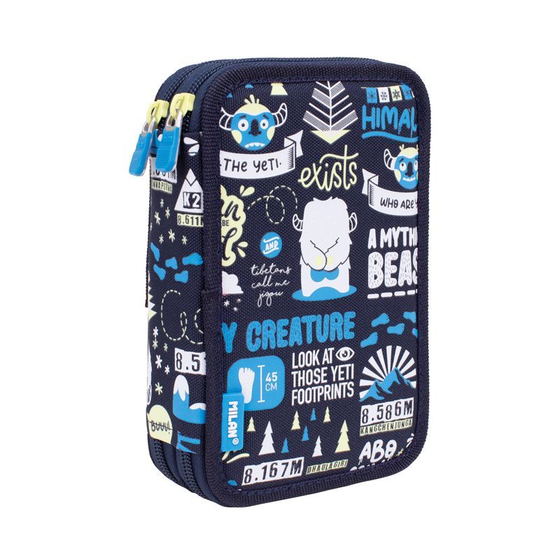 Piórnik 2-komorowy z wyposażeniem Milan THE YETI 2 granatowy