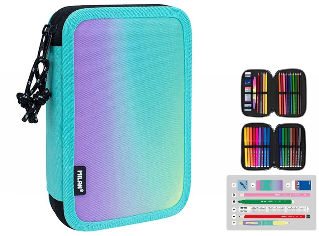 Piórnik 2-poziomowy z wyposażeniem Milan SUNSET zielony