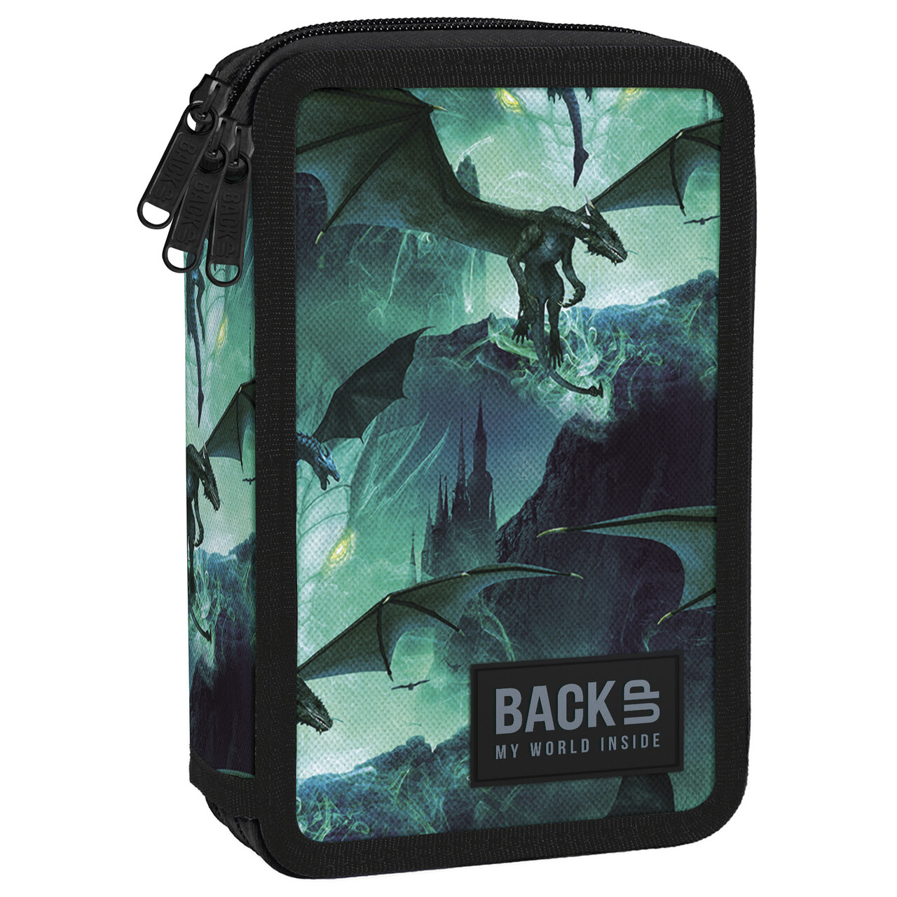 Piórnik 3-komorowy z wyposażeniem BACKUP 5 model EW35 smoki