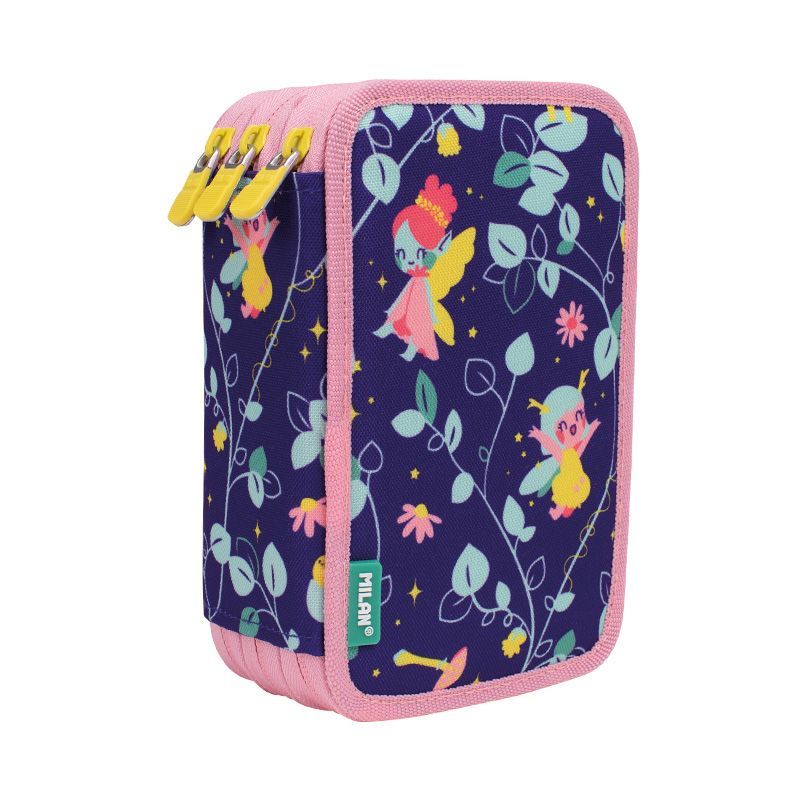 Piórnik 3-komorowy z wyposażeniem Milan FAIRY TALE fioletowy