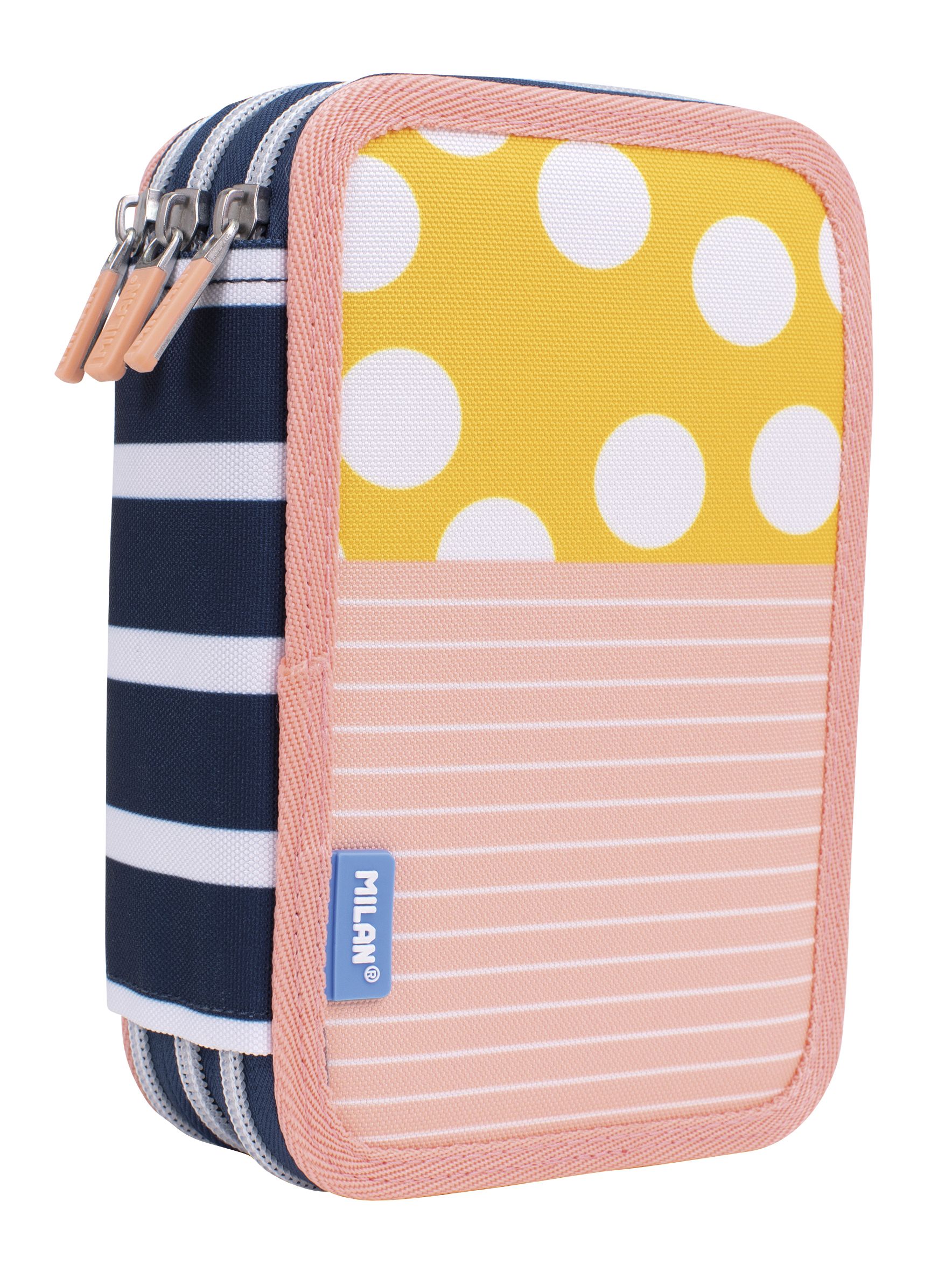 Piórnik 3-poziomowy z wyposażeniem Milan SWIMS 2 różowo - żółty