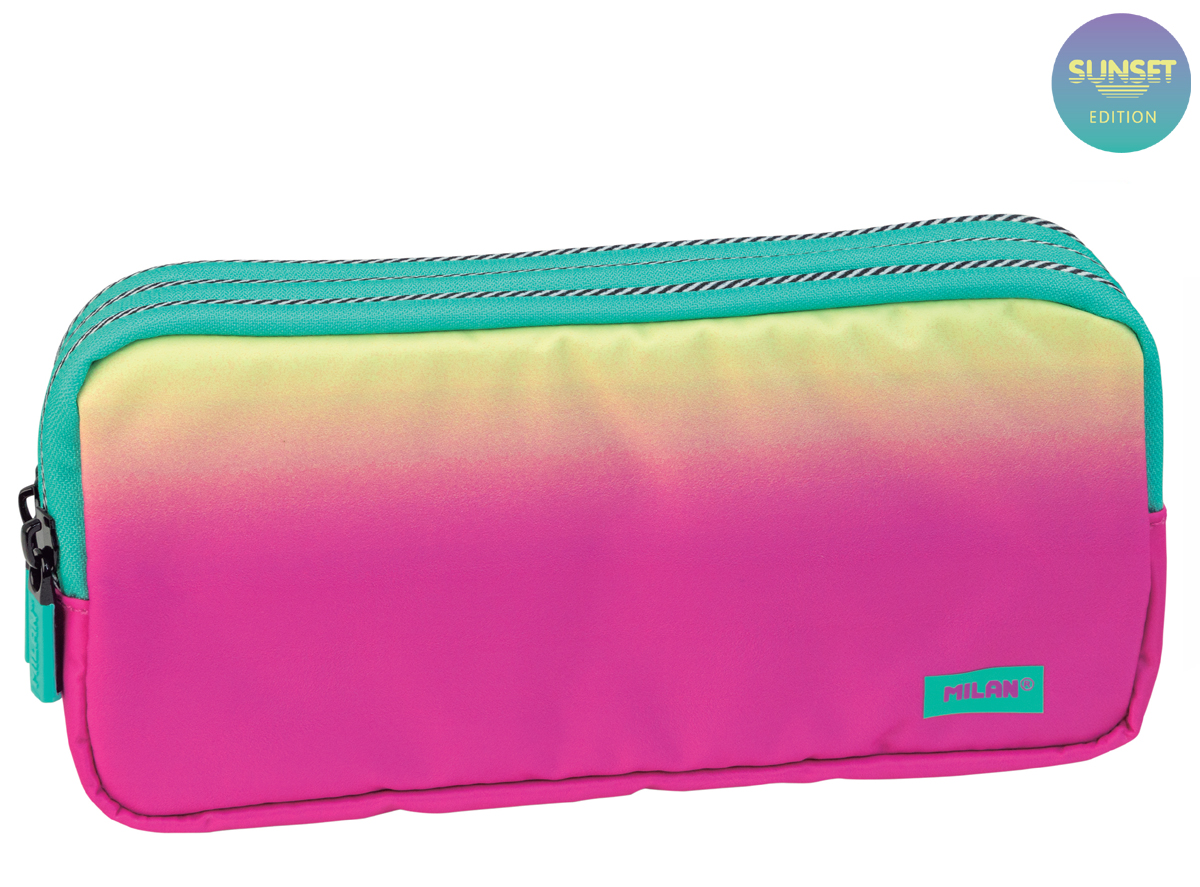 Piórnik Milan 3 komorowy SUNSET różowo-żółty