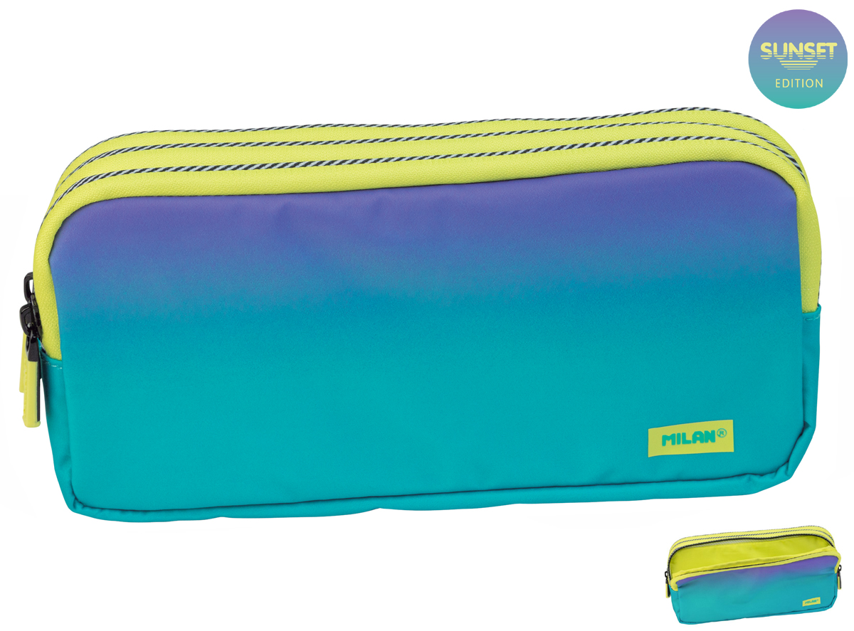 Piórnik Milan 3 komorowy SUNSET zielono-fioletowy