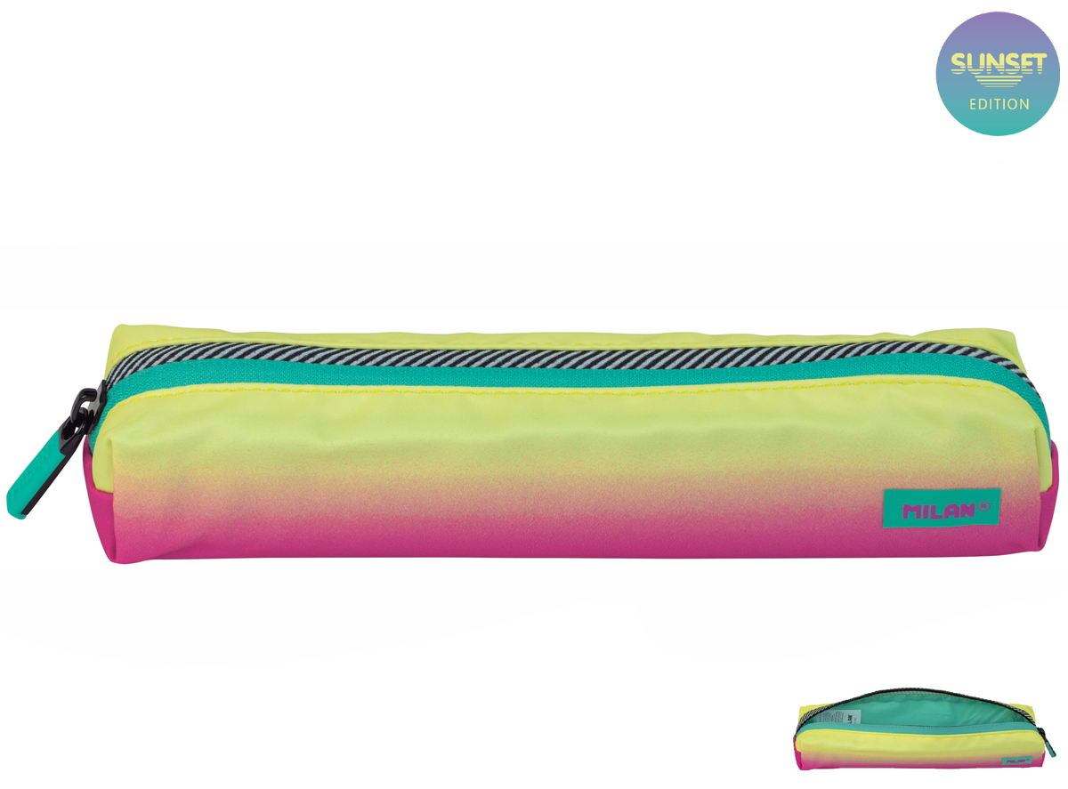 Piórnik Milan mini kwadratowy SUNSET różowo-żółty