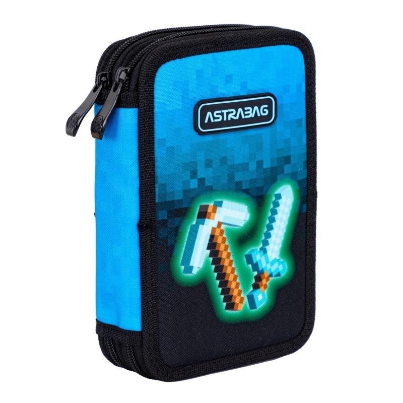 Piórnik podwójny z wyposażeniem ASTRABAG BLUE PIXEL, AC21