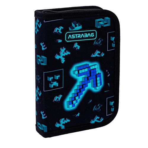 Piórnik pojedynczy jednoklapkowy z wyposażeniem Astrabag Dark Pixel, AC11