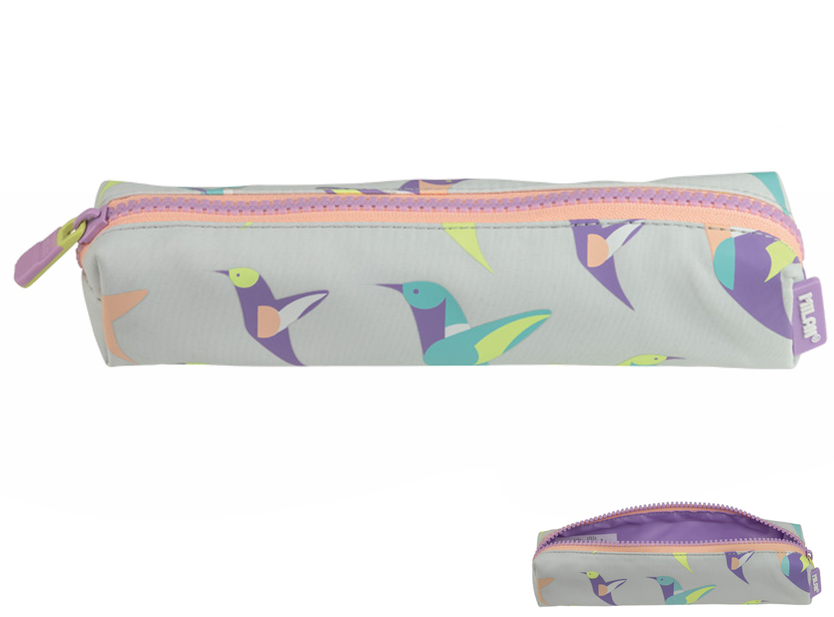 Piórniki mini kwadratowy Milan SUGAR COLIBRI PASTEL szaro-różowy